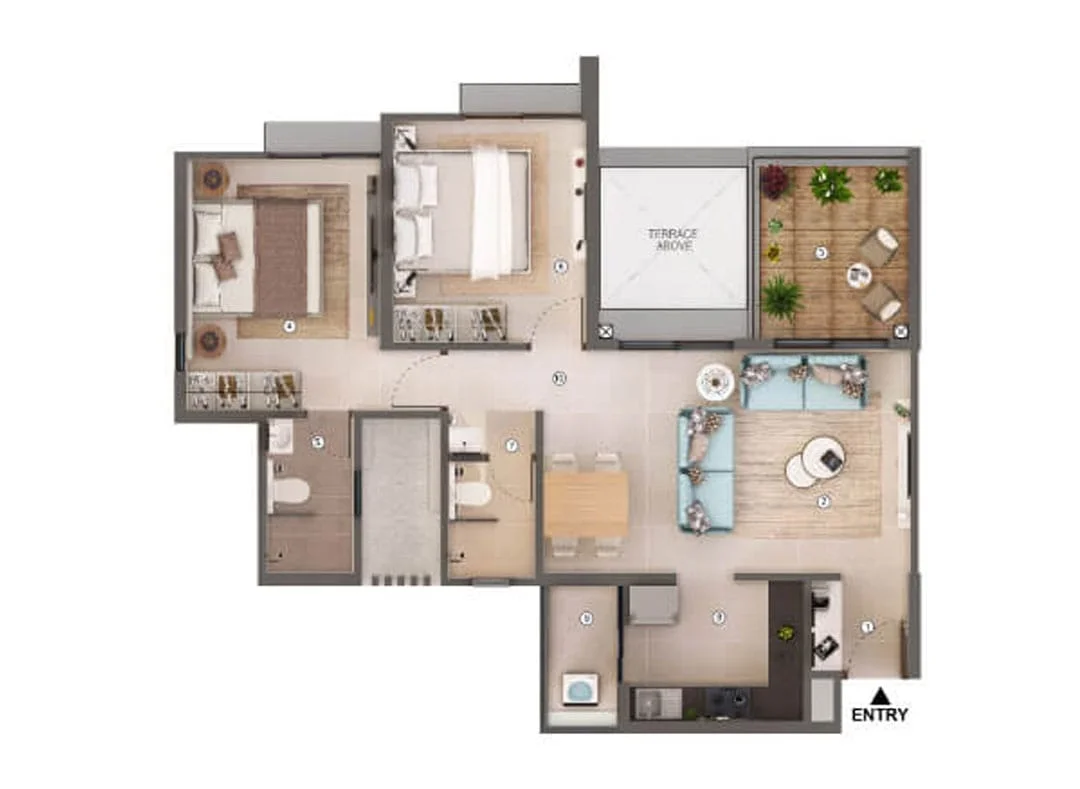 Joyville Sensorium Hinjewadi 2BHK Floorplan