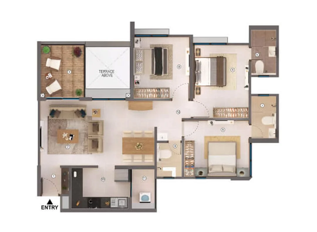 Joyville Sensorium Hinjewadi 3BHK Floorplan